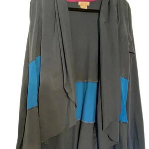 Matilda Jane flowy cardigan XL Blue with pink dot piping